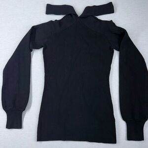 Boston Proper Women's XXS Black Knit Sweater Top Halter‎ Neckline Sexy